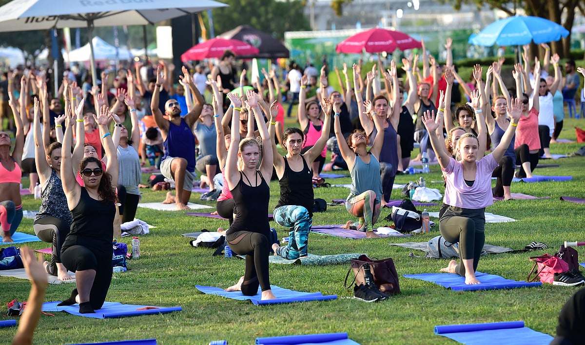 Participants perform yoga at Safa Park during the opening weekend of the first Dubai Fitness Challenge: 30x30 in 2017. The initiative by His Highness Sheikh Hamdan bin Mohammed bin Rashid Al Maktoum, Crown Prince of Dubai, Deputy Prime Minister and Minister of Defence, returns on November 1, 2025, for its ninth edition.