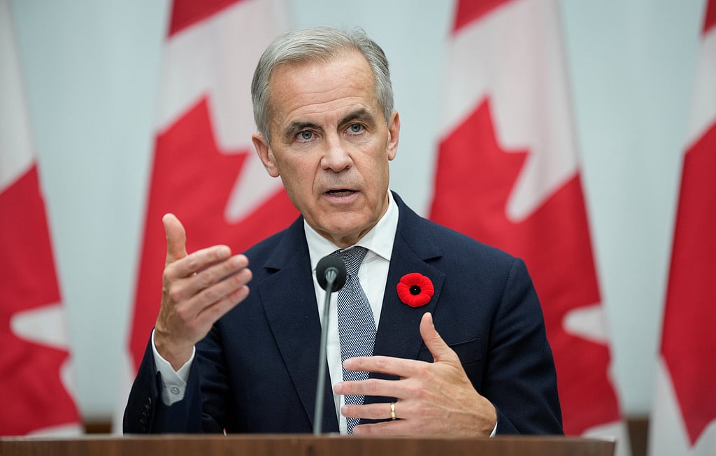 Canada's Prime Minister Mark Carney speaks during a news conference following the APEC Summit in Gyeongju, South Korea, Saturday, Nov. 1, 2025.