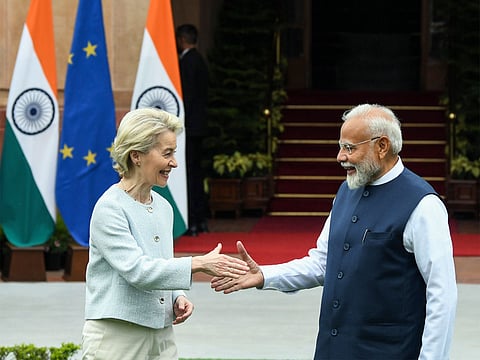 India PM with Modi with EU President Ursula von der Leyen.