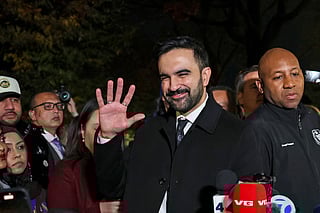 Democratic New York City mayoral candidate Zohran Mamdani speaks during a campaign event in New York on November 3, 2025.