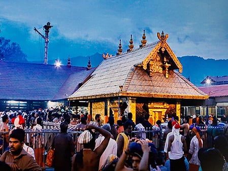 The Sabarimala temple in Kerala's Pathanamthitta district.