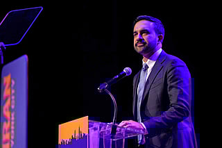 New York City Mayoral candidate Zohran Mamdani speaks during an election night event at the Brooklyn Paramount Theater in Brooklyn, New York on November 4, 2025.