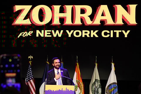 New York City Democratic mayoral candidate Zohran Mamdani delivers remarks at his election night watch party at the Brooklyn Paramount on November 4, 2025 in the Brooklyn borough of New York City.