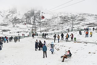 Gulmarg transforms into a white winter wonderland