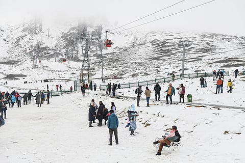 Gulmarg turns into a white wonderland as fresh snowfall blankets Kashmir’s famed hill town 