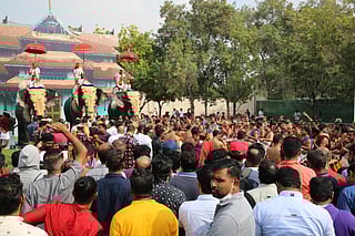 The event titled "Mmde (Our) Thrissur Pooram" is a live replica of the UNESCO-recognised mega cultural carnival Thrissur Pooram.