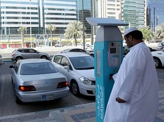 A paid parking zone on Muroor Street in Abu Dhabi.