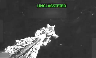 A screengrab from the video showing an alleged drug boat moments before it was blown up by the US military in the Caribbean. 