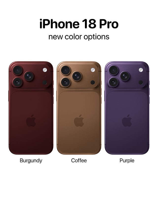 The iPhone 18 Pro will reportedly be available in 3 new colors next year: burgundy, coffee, and purple