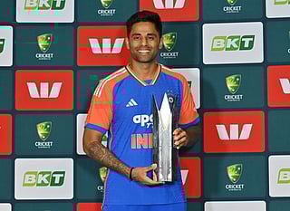 Suryakumar Yadav with the trophy.