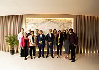 The participants of The Final Pitch Dubai together with Jay Shaholia, COO of Meydan Free Zone, and John Aguilar, creator and host of The Final Pitch, at Meydan Free Zone in Dubai
