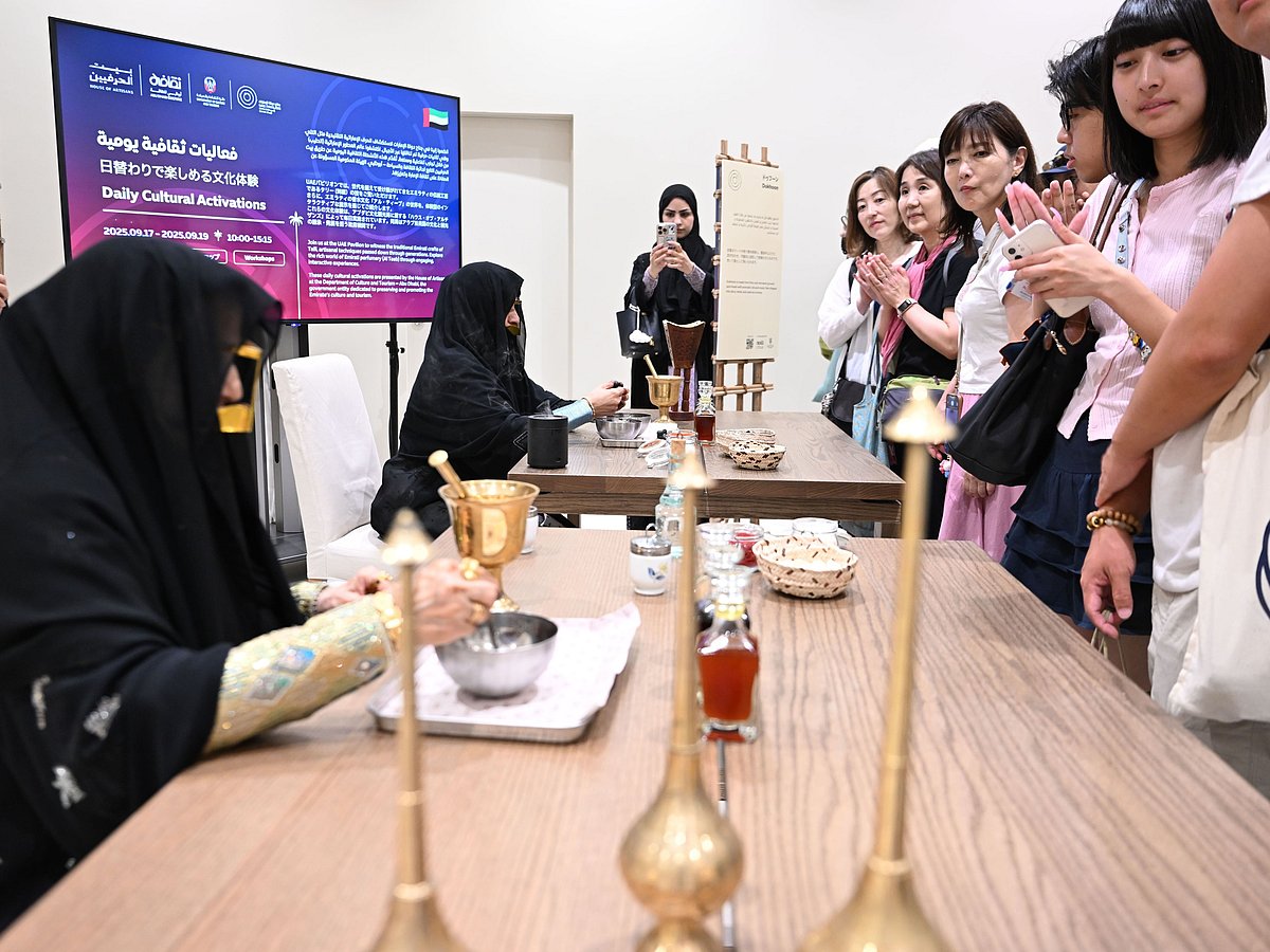 Visitors participate in a special workshop on traditional crafts at Expo 2025 Osaka, organised by the House of Artisans in collaboration with the Department of Culture and Tourism – Abu Dhabi.