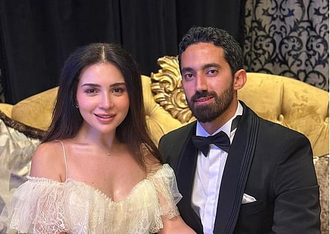 A portrait of happiness on her wedding day, Mai Ezz El-Din with Ahmed Taimour
