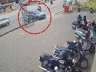 Lucky escape: Parked car rolls onto Kerala highway