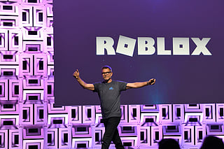 David Baszucki, founder and CEO of Roblox, presents at the Roblox Developer Conference on August 10, 2019 in Burlingame, California.  