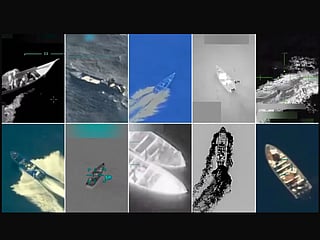 Images released by the US government showing the alleged drug trafficking boats hit by its military.