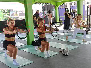 Enthusiast going through different workout drills at Kite Beach Fitness Village. Photo: Virendra Saklani/Gulf News