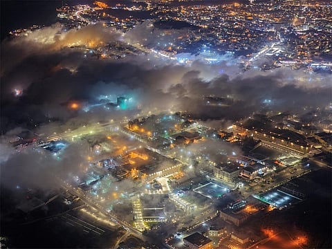 Fog transforms Abha peaks in Saudi Arabia into sunset spectacle
