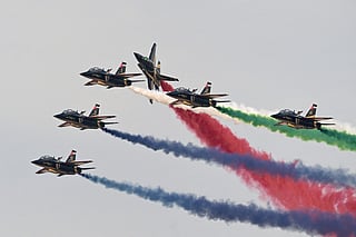 The UAE's Fursan Al Emarat performs at the Dubai Airshow 2025.