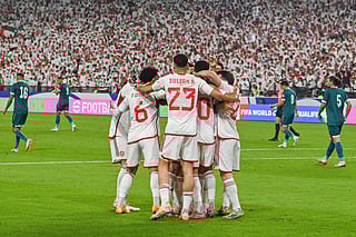 UAE players celebrating goal against Iraq