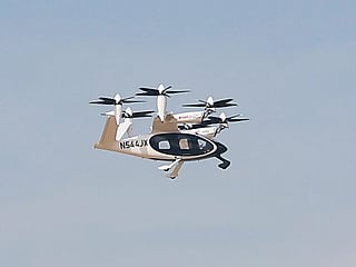 Joby Aviation’s pioneering aerial taxi during a special flight demonstration on the opening day of Dubai Airshow 2025.  