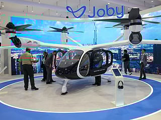 Joby air taxi on display at Dubai Airshow 2025.