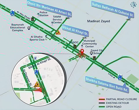 UAE traffic alert: Partial closure announced on Madinat Zayed - Al Dhafra road