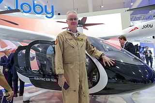 Peter “Wizzer” Wilson, Joby test pilot during an interview at Dubai Airshow 2025. 