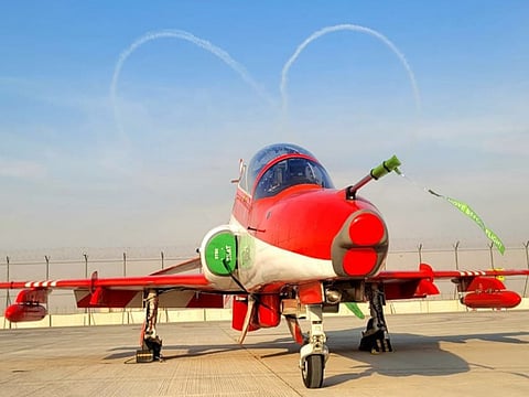 Soaring over the stunning Dubai skyline, the Suryakirans proudly showcase the spirit, precision and excellence of the Indian Air Force