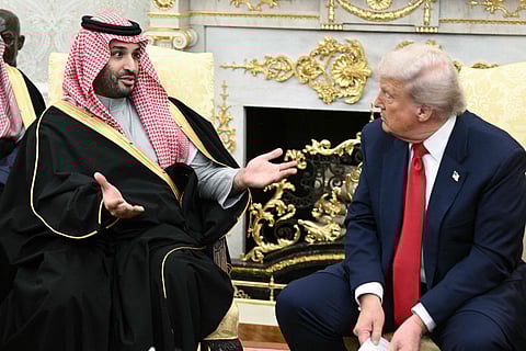 Mohammed bin Salman during a meeting with Trump in the Oval Office of the White House in Washington, DC on November 18.