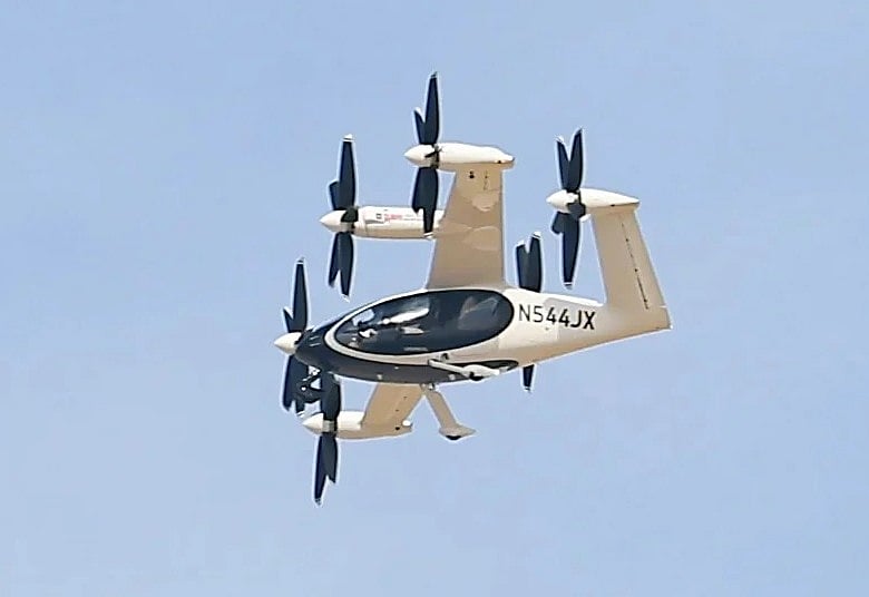 Joby Aviation’s pioneering aerial taxi during a special flight demonstration on the opening day of Dubai Airshow 2025 at Dubai World Central on Monday. Virendra Saklani/Gulf News