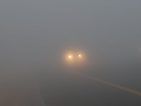 Dense fog at Emirates road in Dubai 