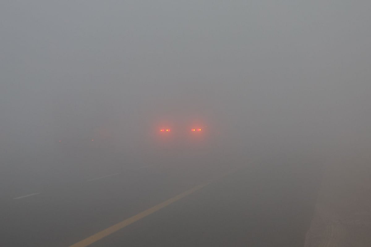 Dense fog at Emirates road in Dubai on Thursday morning.