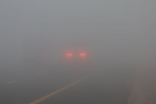 Dense fog at Emirates road in Dubai on Thursday morning.