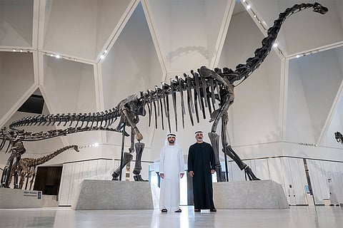 Khaled bin Mohamed bin Zayed and Hamdan bin Mohammed bin Rashid tour Natural History Museum Abu Dhabi, located in the Saadiyat Cultural District.