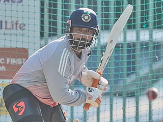 India’s Rishabh Pant bats during a practice session ahead of the second test match against South Africa in Guwahati, India, Thursday, November 20, 2025. 