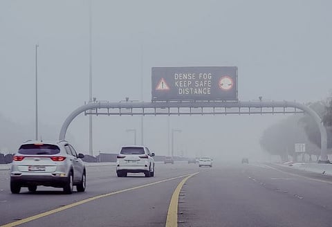 Fog and mist sweep UAE, visibility dropping below 1,000 metres in some areas.