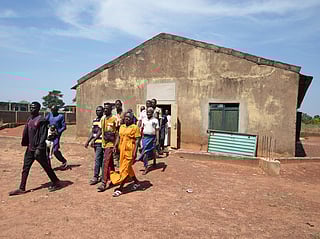 People who were kidnapped during a church service in November 2024 leave after a church meeting in Kaduna, northwestern Nigeria, Nov. 6, 2025. (AP Photo/Sunday Alamba)