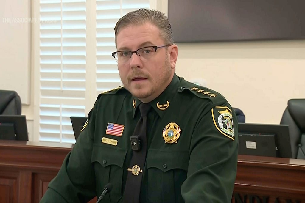 Indian River County Sheriff Eric Flowers speaks during a news conference on Friday, Nov. 21, 2025 in Vero Beach, Florida.
