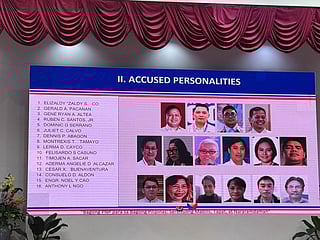 Mugshots of persons under the custody of the PNP-Criminal Investigation and Detection Group (CIDG), who were arrested for alleged involvement in flood control anomalies in Oriental Mindoro. Interior Secretary Jonvic Remulla also showed photos of some accused who are still at large, including former Ako Bicol party-list Rep. Zaldy Co. (top left). Immigration authorities said four officials are currently outside the country, including Co. At least two accused officials who are currently outside the country have expressed willingness to surrender themselves to the Philippine embassies. 