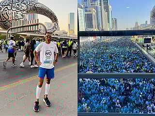 From his home in Al Qusais to DIFC, Nasar Husain completed a 23km solo run at dawn, joining Dubai Run participants in the final stretch.