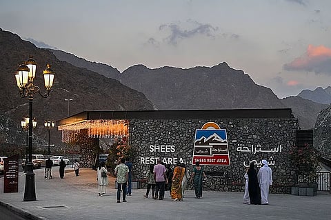 People at Shees rest area on Khorfakkan road in Sharjah.
