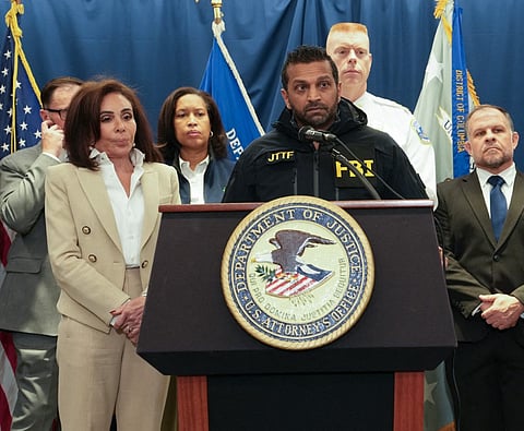 FBI Director Kash Patel speaks to the press as US Attorney for the District of Columbia Jeanine Pirro (L) looks on during a press conference regarding the shooting of two West Virginia National Guard soldiers on November 27, 2025 in Washington, DC. Two members of the West Virginia National Guard were shot blocks from the White House in what authorities are calling a targeted shooting.