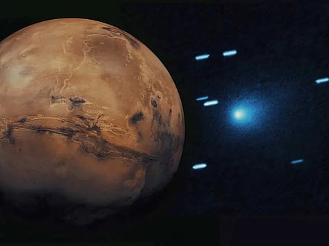 An artist's rendition of Comet 3I/ATLAS as it rockets through our Solar System at 58 km per second. 