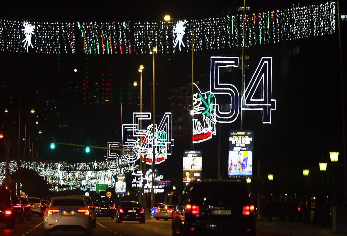 Abu Dhabi’s streets are adorned with decorations, including the UAE flags and banners. The Eid Al Etihad team has unveiled this year’s nationwide celebrations under the theme “United”, inviting residents across all seven emirates to join community events and cultural activities.