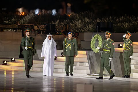 Ruler of Fujairah attends Commemoration Day ceremony at Wahat Al Karama in Abu Dhabi