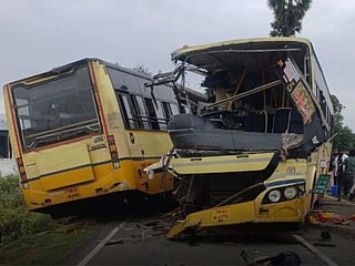 Police investigate speed and driver fatigue after government buses collide.