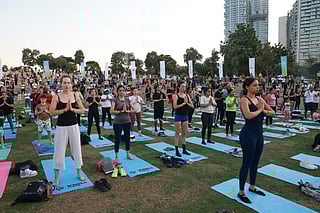 A massive sunset yoga session at Zabeel Park, marked the debut of Dubai Yoga as the month-long Dubai Fitness Challenge's grand finale.