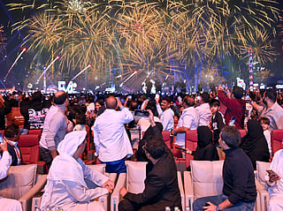 AR Rahman captures the moment as fireworks erupt in perfect sync with his award-winning track ‘Jai Ho’ at the Sheikh Zayed Festival in Abu Dhabi.