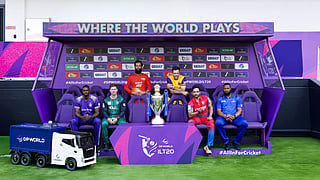 Captains from all six franchises with the trophy ahead of the tournament.